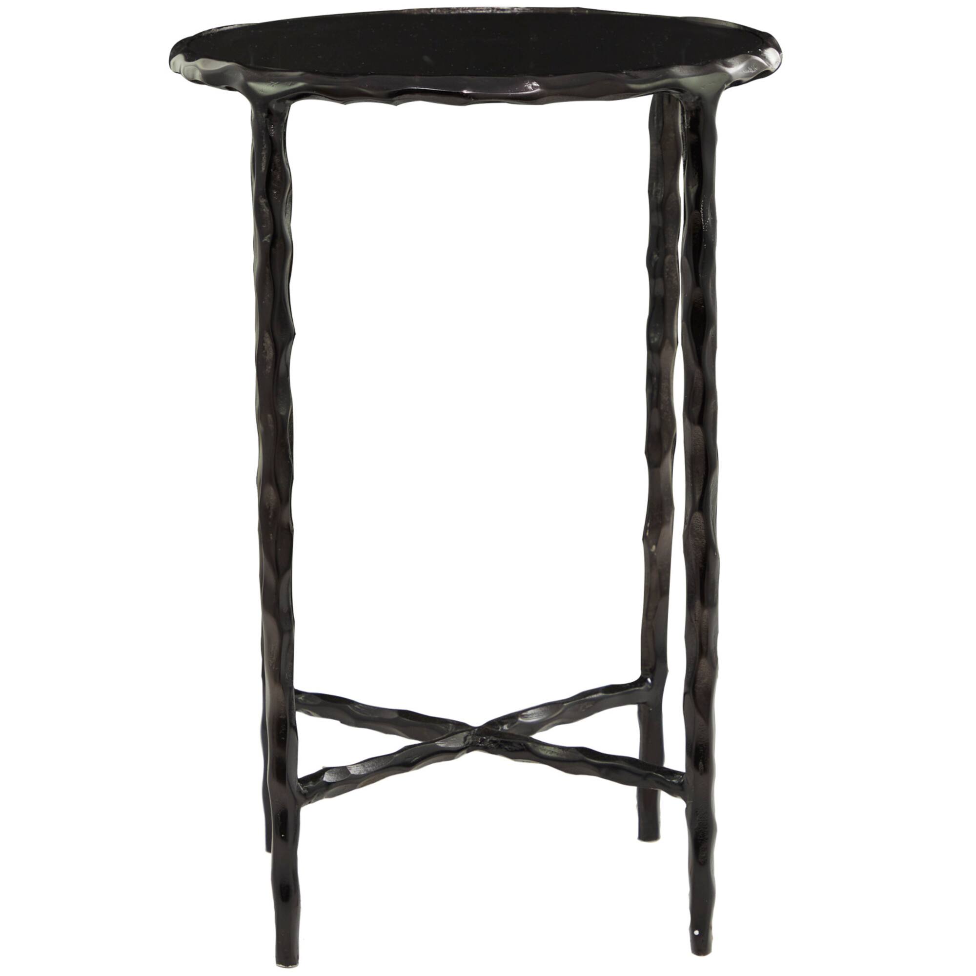 22" Aluminum Accent Table with Shaded Glass Top